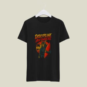 Samurai Surfboard Sunset Graphic Tee – Men’s Black 180 GSM Cotton